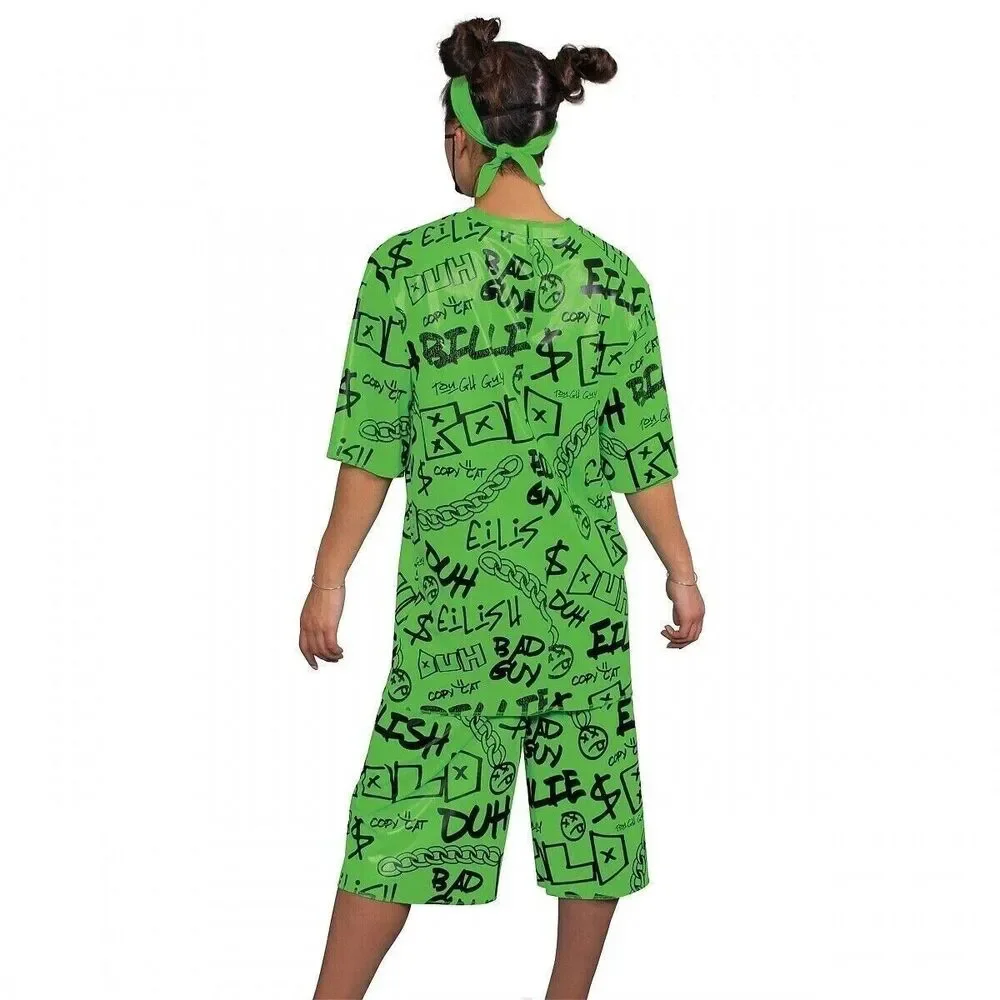 Billie Eilish Kids Costume – Big Green Outfit w/ Mask Headwrap, Child L (10-12) - Picture 14 of 14